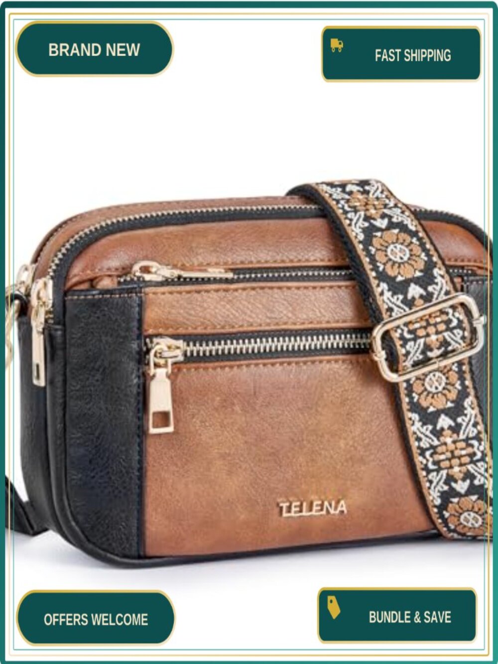 Vegan Leather Crossbody Bag Adjustable Strap Small Purse for Women